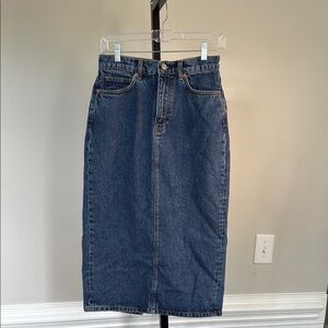 Reformation Jeans blue denim midi skirt size 26